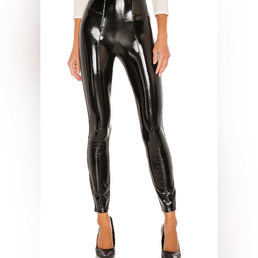 SPANX Shiny Faux Patent Leather Black Leggings